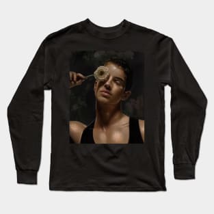 Portrait of Manu Rios in chalk style Long Sleeve T-Shirt